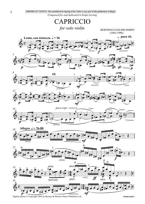 Capriccio For Violin And Orchestra Study Score